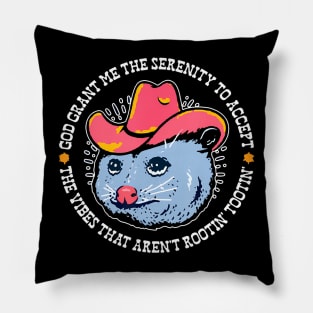 Accept The Vibes That Arent Rootin Tootin Funny Opossum Pillow