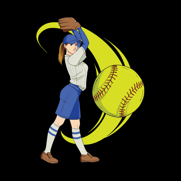 Baseball Softball Girl Pitcher Art by Luxara