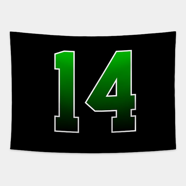 Green Number 14 Tapestry by Ericokore