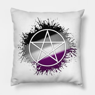 Paint Splatter Asexual Pride Pentacle Symbol Pillow