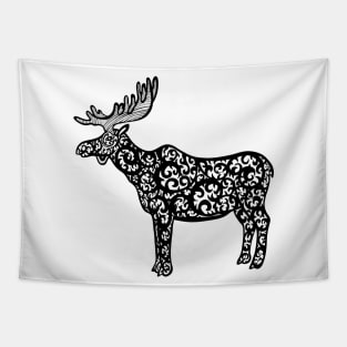 Moose Ink Art - detailed animal design - on white Tapestry