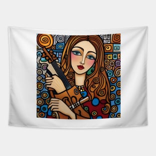 Woman playing a violin Tapestry