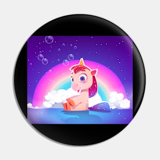 Cartoon cute unicorn with raibow Pin