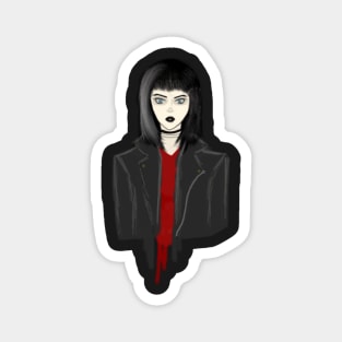 Goth Girl in Leather Jacket Magnet