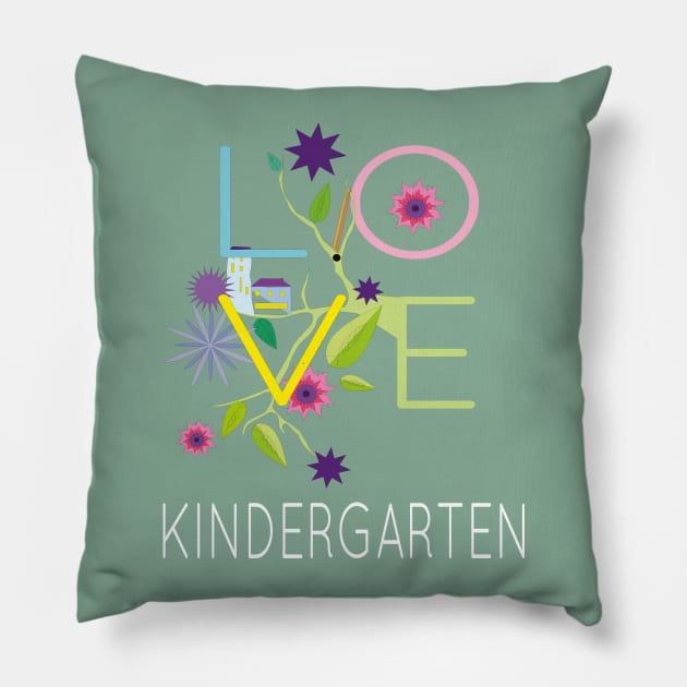 Love Kindergarten Teachers Fan Gift Pillow by klimentina