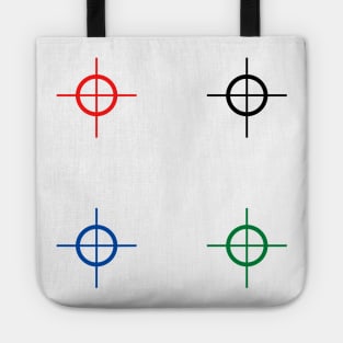 red black blue green target design Tote