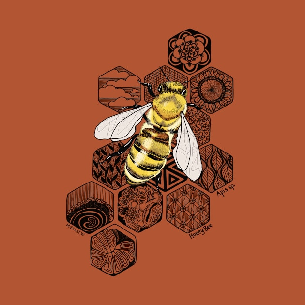 Golden Honey Bee Doodle by mernstw