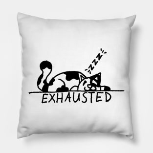 exhausted cat drawing cute sleeping Pillow