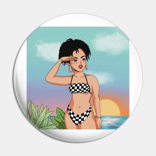 portrait girl beach swimsuit illustration aesthetic Pin