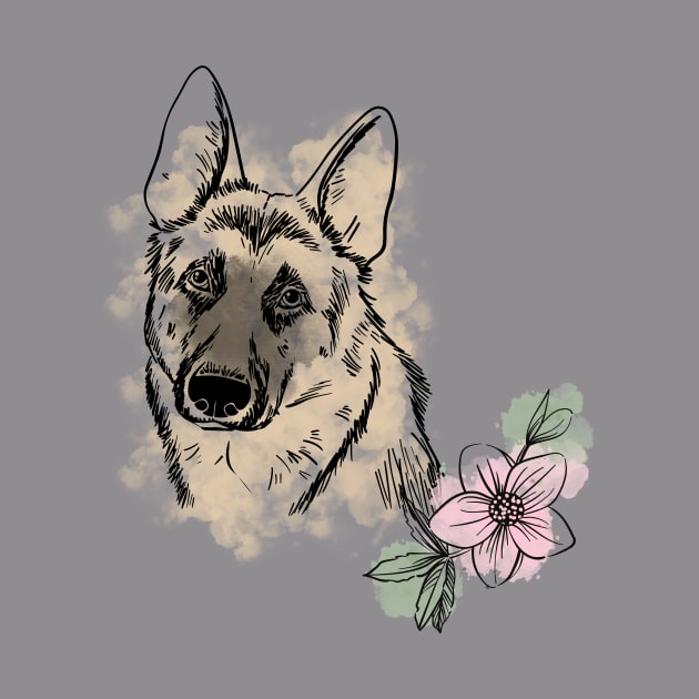 German shepard in watercolor style by artofstacy