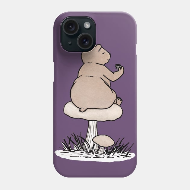 Bear's Tea Time Atop a Mushroom Phone Case by MarinaIllustration