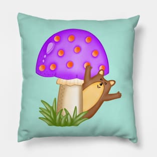 Happy groundhog with Mushroom hat Pillow