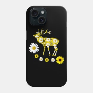 deer of sunflowers and daisies red deer floral pattern Phone Case