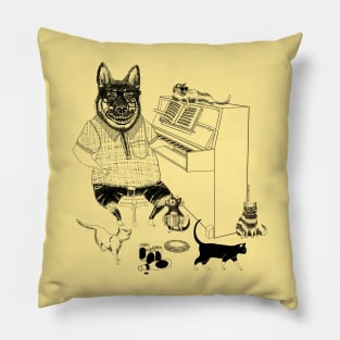 Katzenhaus German Shepherd and lots of Cats playing Piano! Pillow