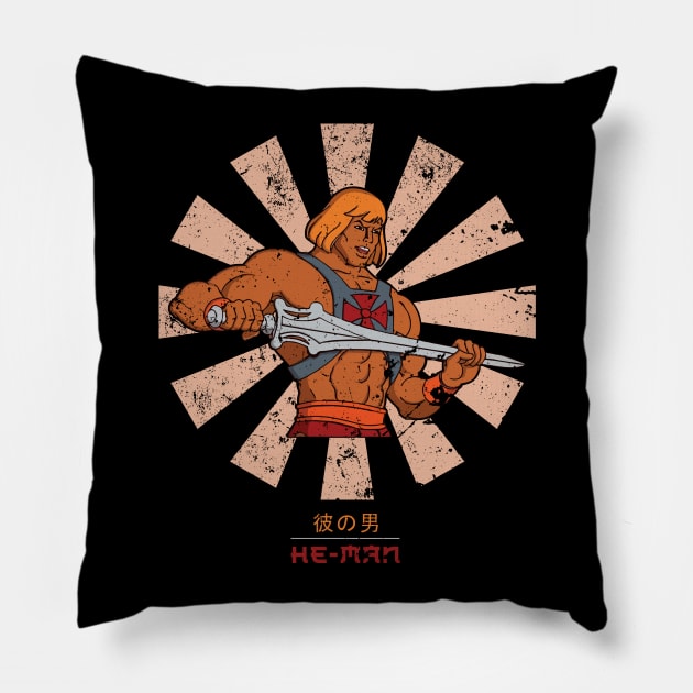 He Man Retro Japanese Pillow by Nova5