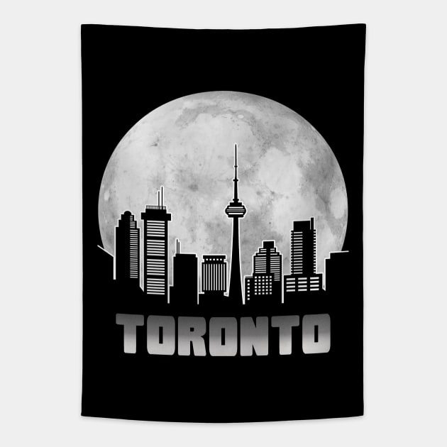 Toronto Canada Skyline Full Moon Tapestry by travel2xplanet