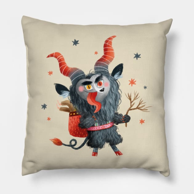 Cute Krampus Pillow by Geeksarecool