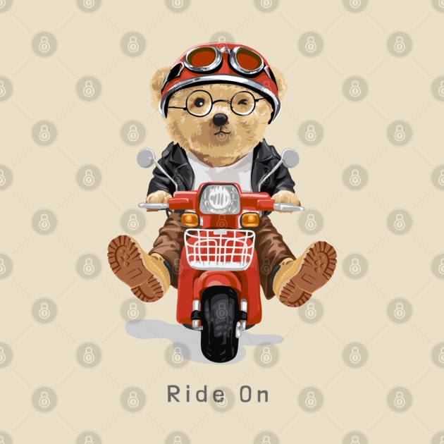 Cute bear design "Ride On" by Art Cloth Studio