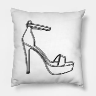 Minimalist High Heel Shoe Drawing Pillow