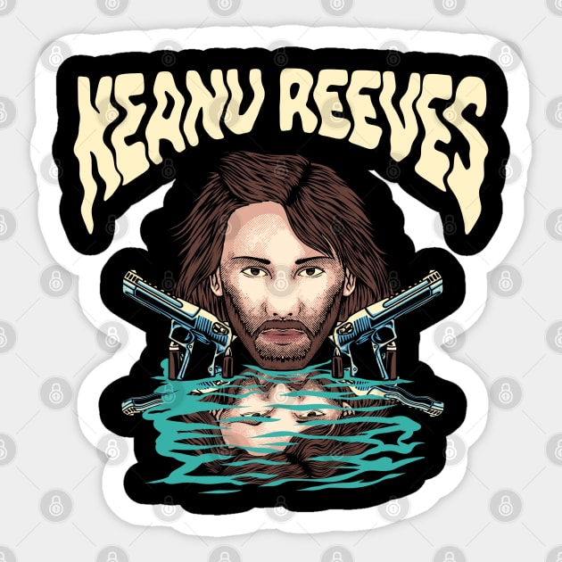 Keanu Reeves Guns - Keanu Reeves - Sticker | TeePublic