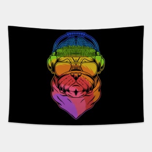 pug dog with headphone Tapestry