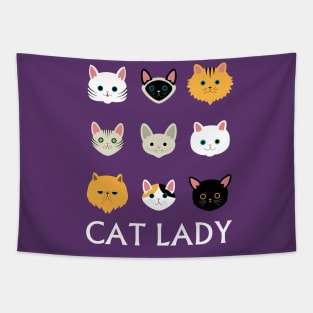 Cat Lady - Cat Faces Cute Girls Womens Shirt Tapestry