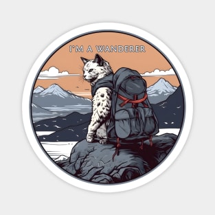 Cat wanderer in the mountains Magnet