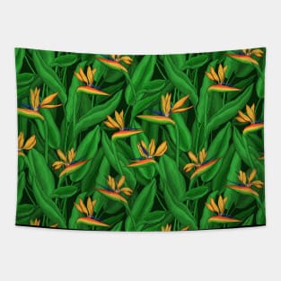 Night bird of paradise garden Tapestry