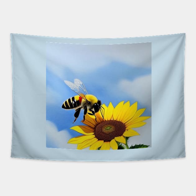 Bee On A Sunflower Tapestry by Pris25