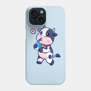 Cute Cow Drinking Milk Cartoon Phone Case