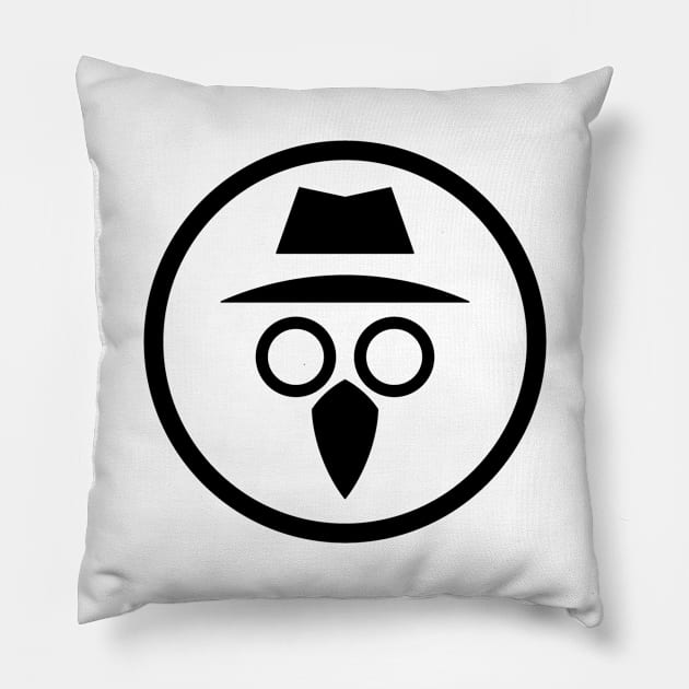 Plague Doctor Icon (Black) Pillow by inotyler