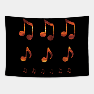 Orange Sky Music Notes Tapestry