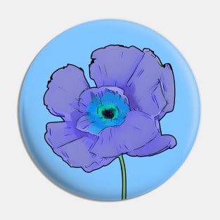 Digital Colored Poppy Flower Sketch (MD23Mrl003c) Pin