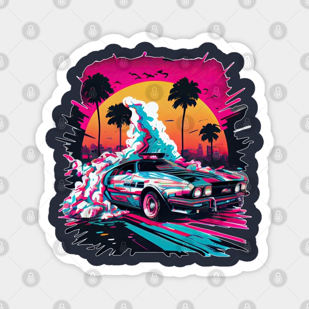 On The Wheel Caps - Miami Sunset Speed Race Magnet by GlossyEmpress