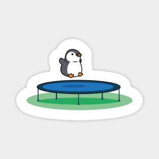 Penguin jumping on a trampoline Magnet