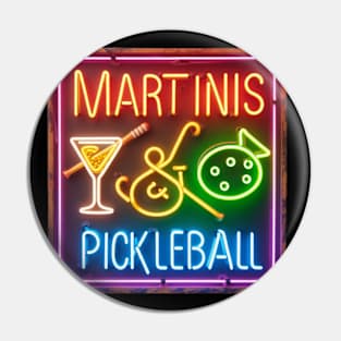 Martinis & Pickleball Retro Neon Sign Pin