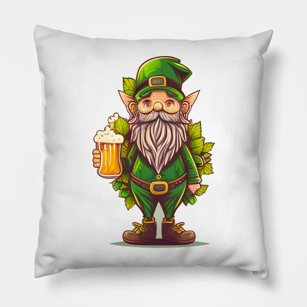 Party Leprechaun Beer Lover's Leprechaun for St. Patick's Day Pillow by Freeman Thompson Weiner