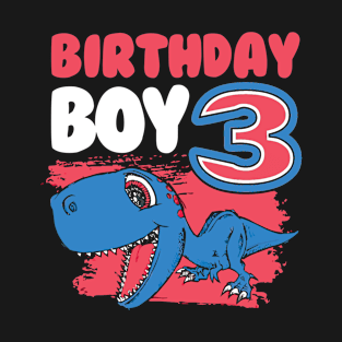 Kids rd third  three years old birthday dinosaur T-Shirt