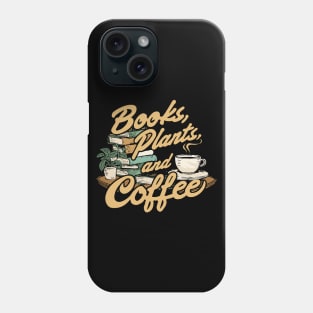 Books Plants and Coffee, Retro Phone Case