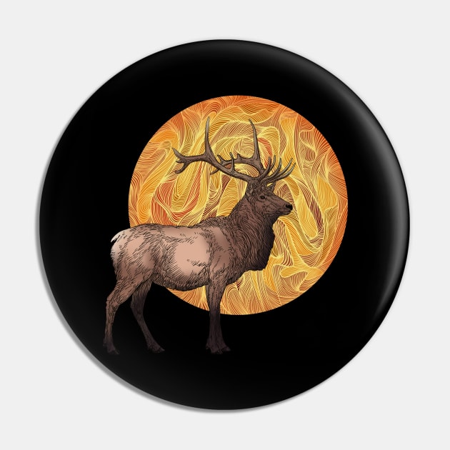 Elk in front of full moon Pin by DaveDanchuk