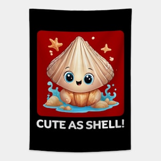 Cute As Shell | Sea Shell Pun Tapestry