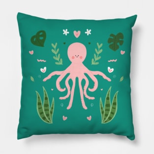 House Plants Meet Sea Life Pillow