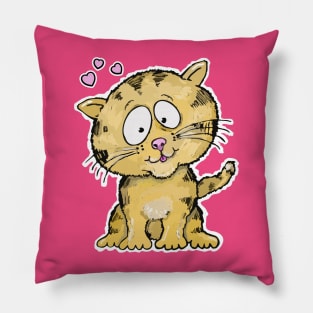 Cute lovable cartoon kitty cat Pillow