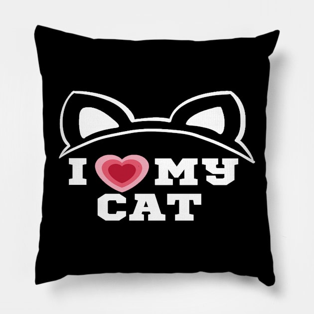 I Love My Cat/I Heart My Cat Pillow by The Print Palace