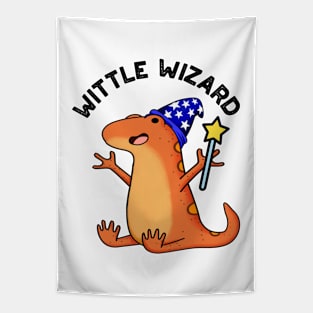 Wittle Wizard Funny Lizard Puns Tapestry