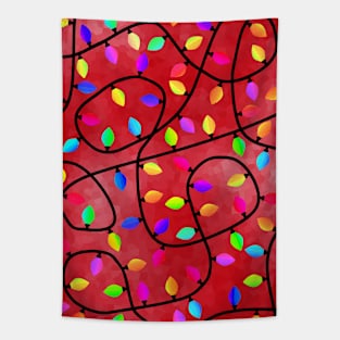 Christmas Lights Red Tapestry