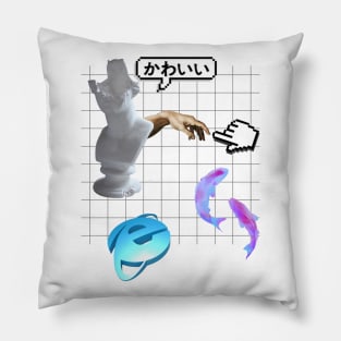 Vaporwave broken statue Pillow