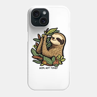 Cartoon image of a cute sloth on a tree Phone Case