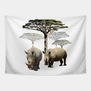 Rhinos on Safari in Kenya / Africa Tapestry