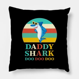 Daddy Shark Doo Doo Doo Vintage funny gift Fathers Day Pillow